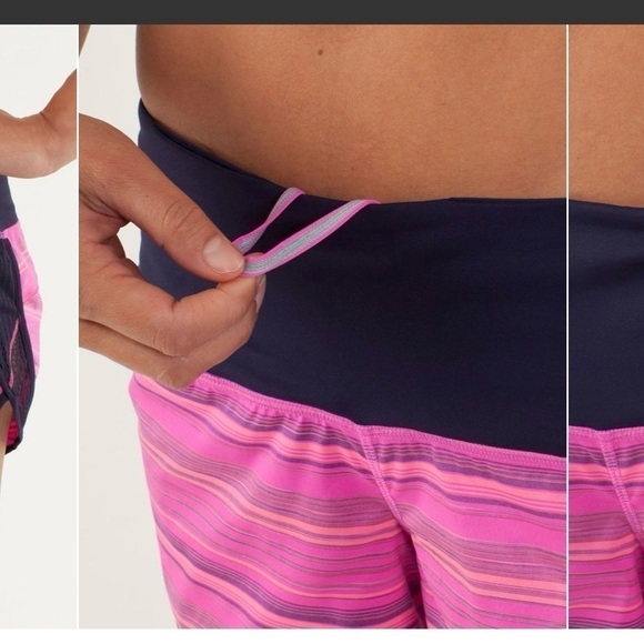 Lululemon Run Sun Sprinter Elevation Stripe Pow Pink Deep Indigo Short Size 4 - Picture 11 of 16